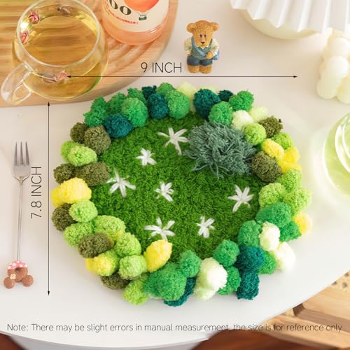 Image of beausougon DIY Latch Hooking Craft 3D Coaster Set with Moss Design, Crochet Kit for Adults