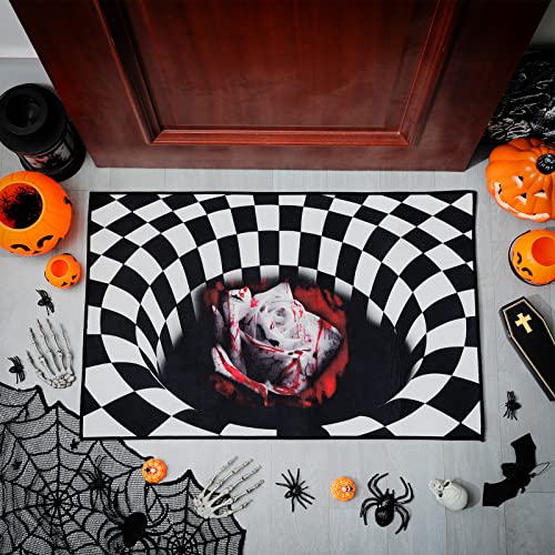 Nuanchu Halloween Illusion Doormat 31.5 X 19.7 Inch Nonslip Visual Door Mat 3D Vortex Carpet Halloween Scary Abstract Optical Rugs For Indoor Outdoor Home Party Decorations #TOP3