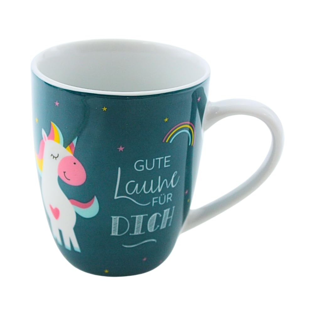 Dekohelden24 Porcelain Coffee Mug with Unicorn Design H x D 10 x 8 cm Capacity 250 ml Dishwasher Safe