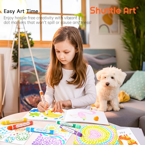 Shuttle Art 15 Glitzer Dot Markers, Kinderstifte auswaschbar, Bingo Marker, Stempelstifte für Kinder zum Malen & Bingo Painting Set, Bingo Dabber Pen mit ungiftiger Wasserbasis Tinte, Punkt Marker Set