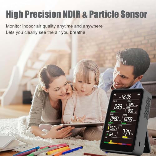 Image of 16-in-1 Indoor Air Quality Monitor, High-Precision Multi-Parameter Smart Air Quality Tester with HD Real-Time Color Screen, Portable Air Quality Monitor for Home, Office, Cars, Bedroom