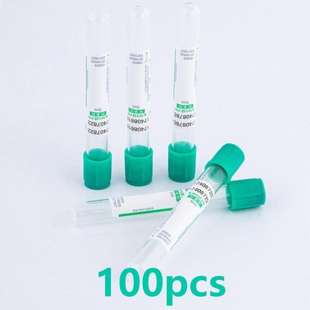 Tubos de extracción de sangre al vacío, paquete de 100, tubos de heparina de litio desechables de plástico para laboratorio e investigación