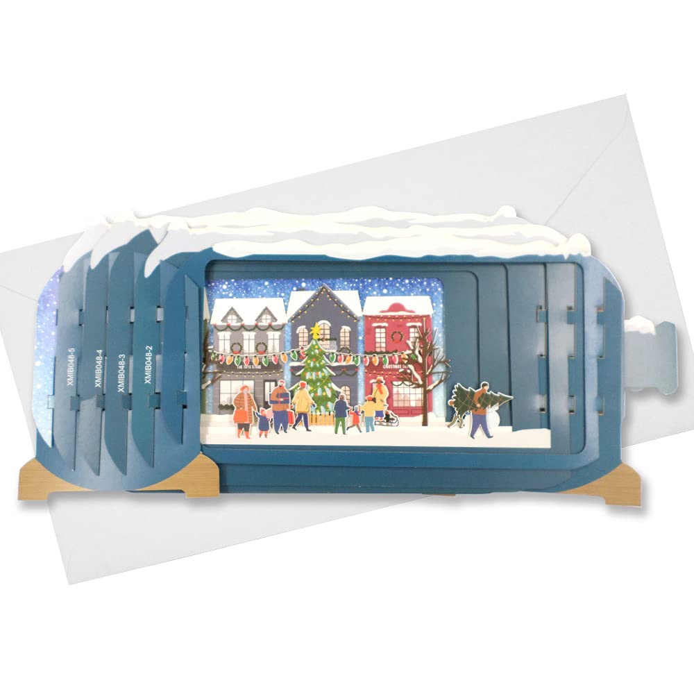 Message In A Bottle Xmas Toy Store Pop Up Christmas Greeting Card By Alljoy Card XMIB048, brown|beige|blue, 24cm x 15cm - Image 3