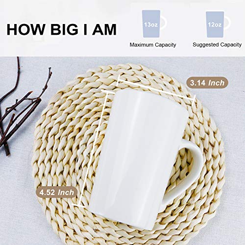 Coffee Mugs Set Of 2, 13 Oz Plain White Porcelain Mugs For Diy Paint,Dishwasher Safe, Microwave Safe, Chip-Free,Lead-Free (2Pack) #TOP2