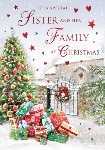 Regal Publishing julkort klassisk till en speciell syster och familj med presenter - 23 x 15 cm