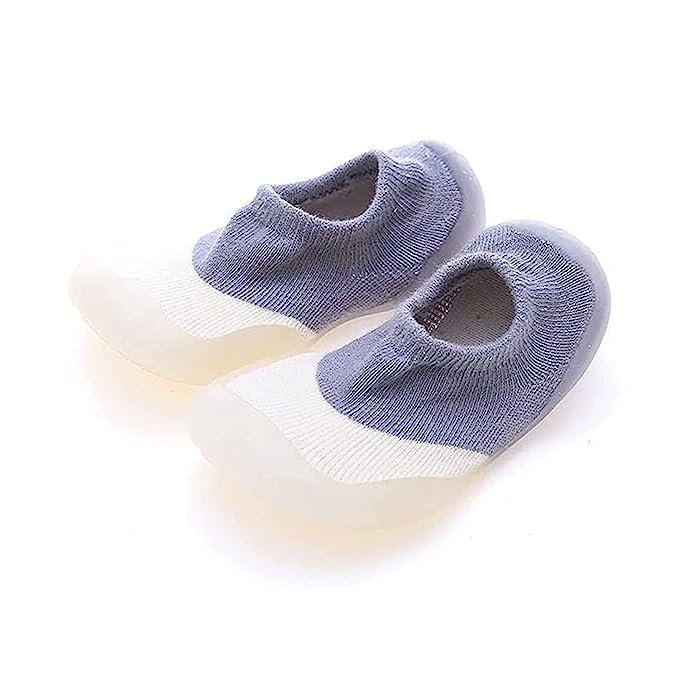 AXEVUChildren's Multicolor Plain Cotton Socks Walking Baby Sneakers Floor Socks Lightweight Soft Sole Casual Anti Slippery Shoes For Party (Multicolour)