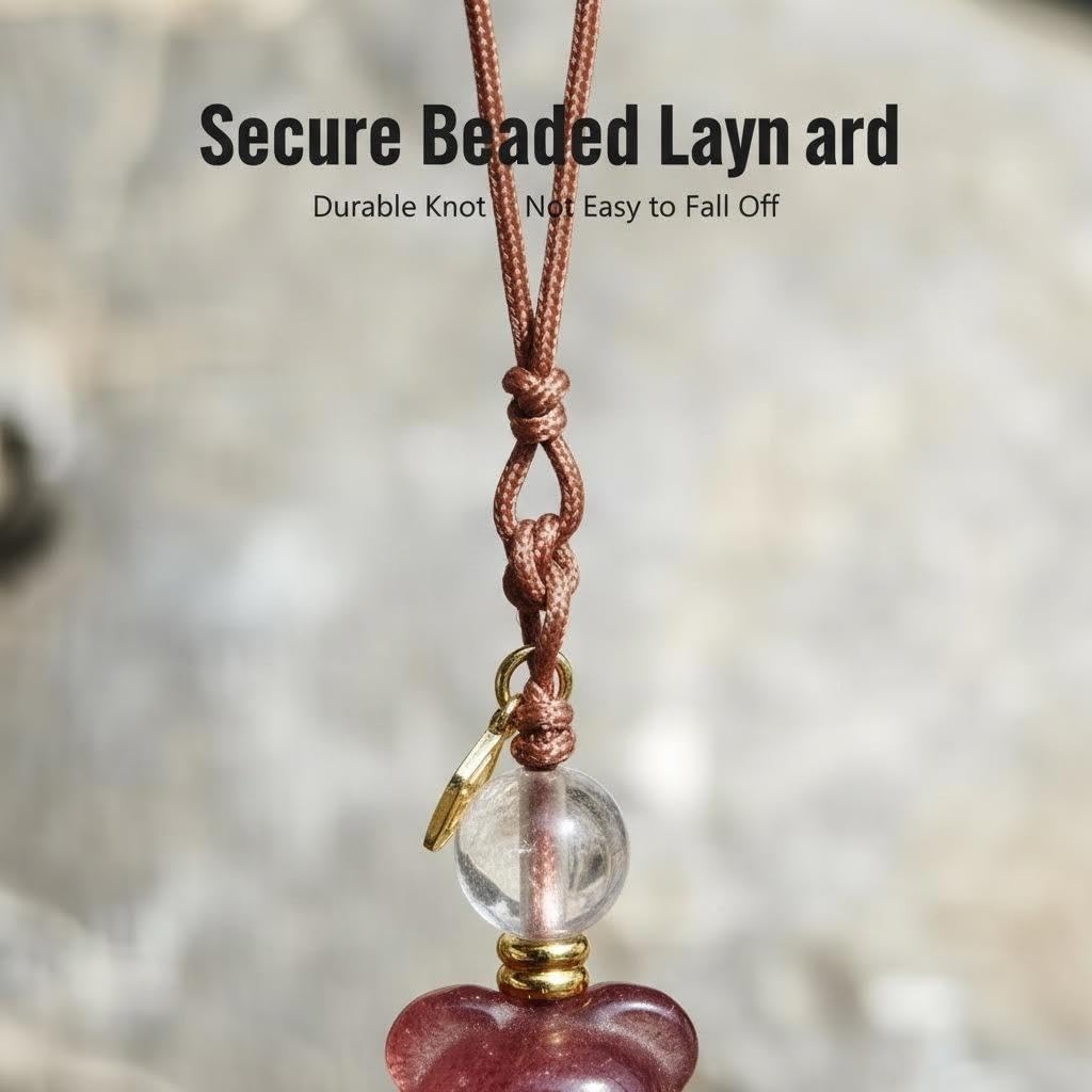 ANNIE WU Couple Bear Charm Pendant Strawberry Smoky Quartz Crystal Gift