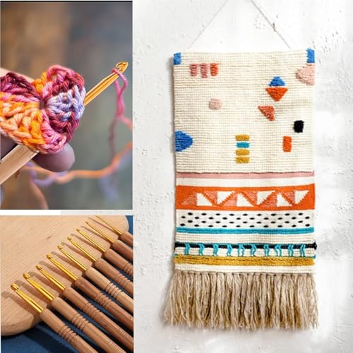 Image of Crochet Kit with Soft Grip Handles - Full Crochet Hook Set for Beginners & Yarn Lovers - Ergonomic Crochet Tools for DIY Craft & Gifting (Wooden Hooks Set)