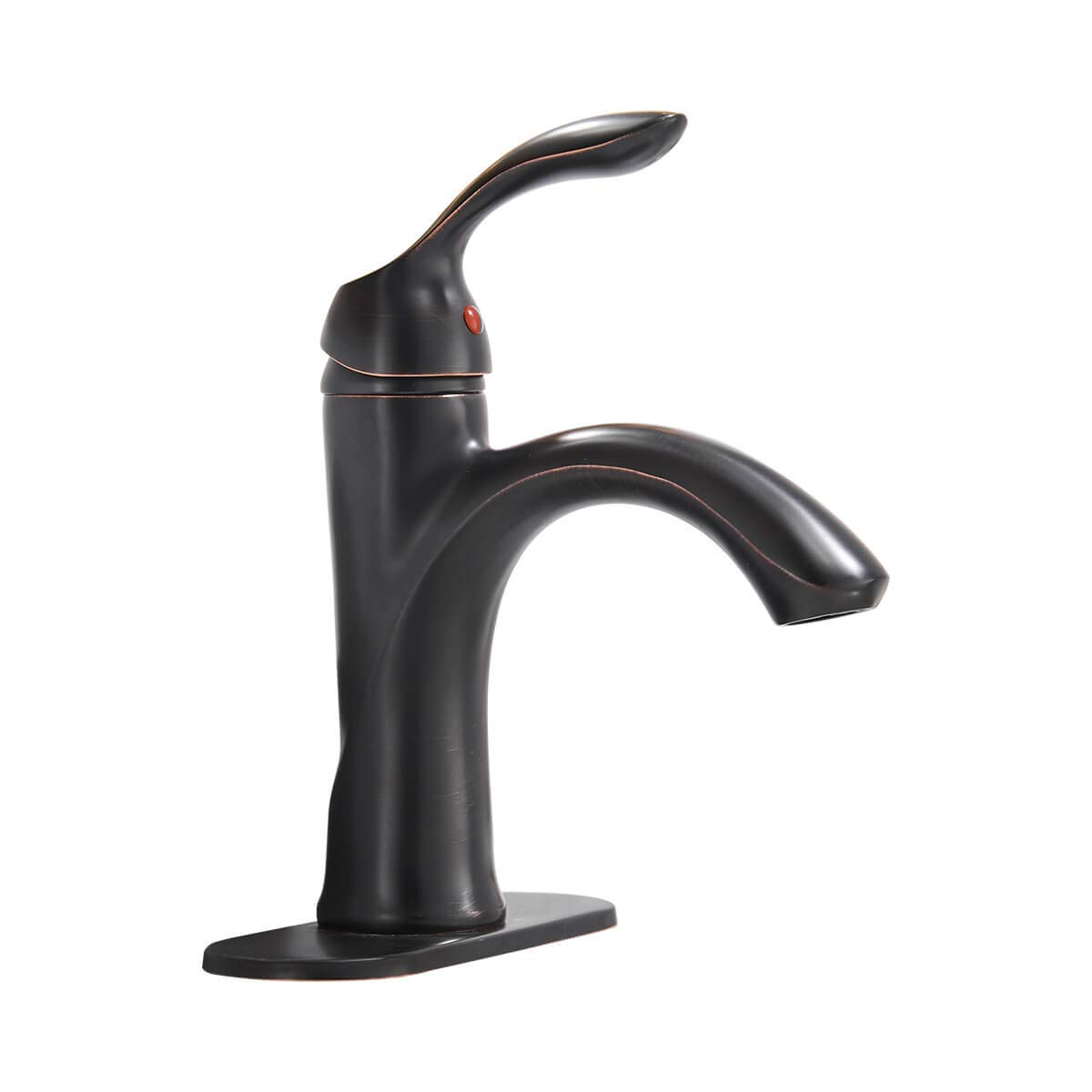 Homevacious Bathroom Sink Faucet Single Handle Oil Rubbed Bronze Bath Stream Lavatory Vanity One Hole Lever Basin Mixer Tap Deck Mount Low-Arc Long Spout Commercial Supply Hose Lead-Free