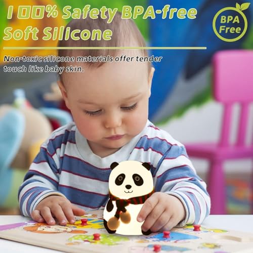 Lámpara de noche panda de silicona recargable con LED multicolor miniatura 3