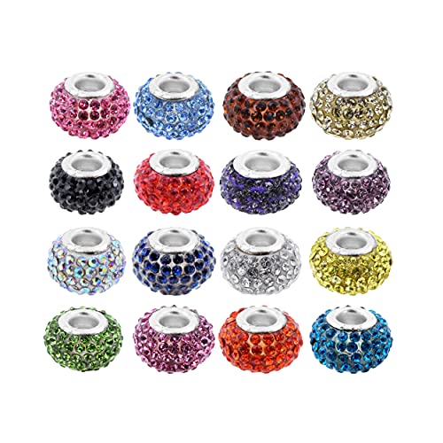 Mandala Crafts Large Hole Beads Bracelet Charms for Charm Bracelets â€“ European Beads in Bulk for Snake Chain Jewelry Making Rondelle Charm Spacers 100 PCs Mixed Colors 1/2 Inch 0.2 Inch Hole