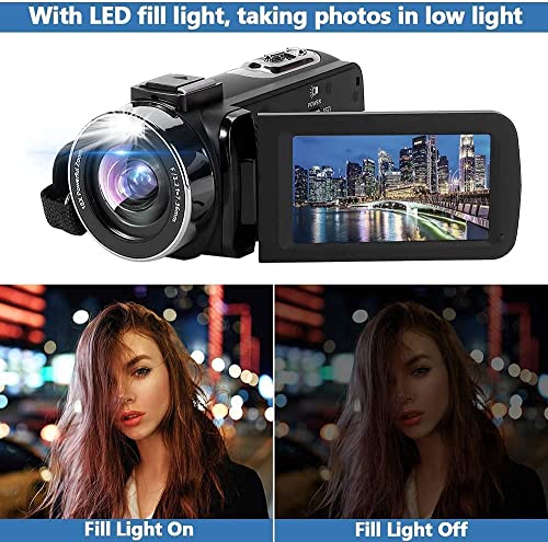 Video Camera 2.7K Camcorder 30FPS 42MP 18X Digital Camera Vlogging Camera for YouTube Camera with Remote Control and Two Batteries