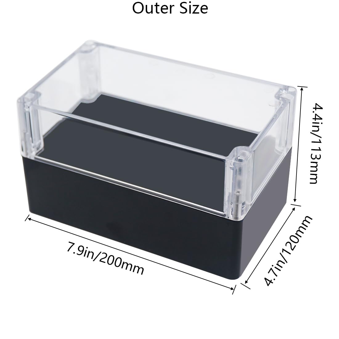 Junction Box, Zulkit Project Box IP65 Waterproof Outdoor Box ABS Plastic Electrical Boxes Electronic Enclosure 7.9 x 4.7 x 4.4 inch(200 x 120 x 113 mm)(Pack of 1)