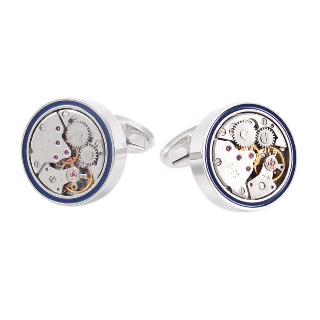 Gemelos de Camisa Francesa para Hombre, con Mecanismo de Reloj, para Mangas, para Blusa de Negocios, con puños mecánicos