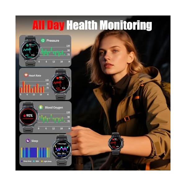 Jugeman Military Smart Watch for Men Built-in GPS with LED Flashlight - Image 5