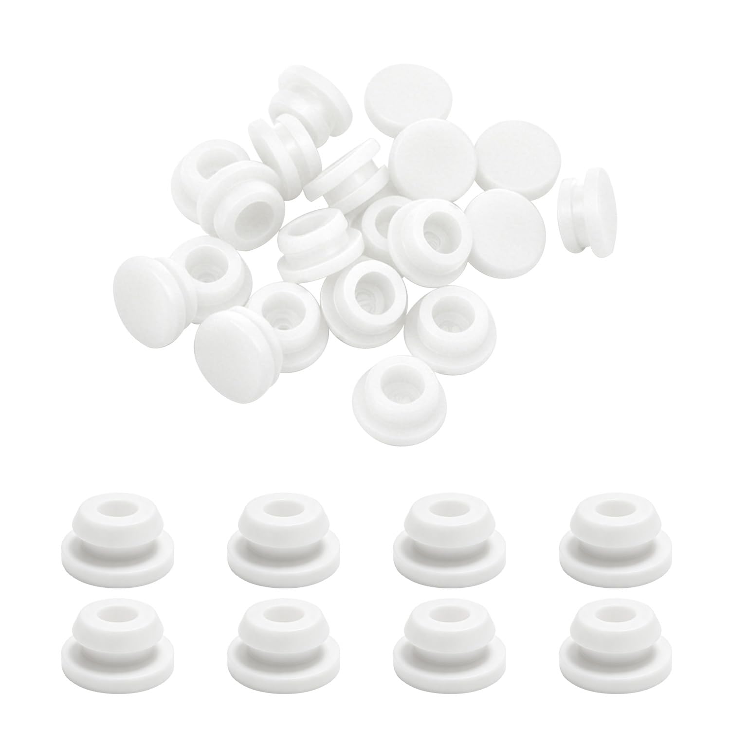 20PCS 8mm Silicone Hole Plug Rubber Plugs for Holes, 5/16inch Rubber Plug White DD044-8W