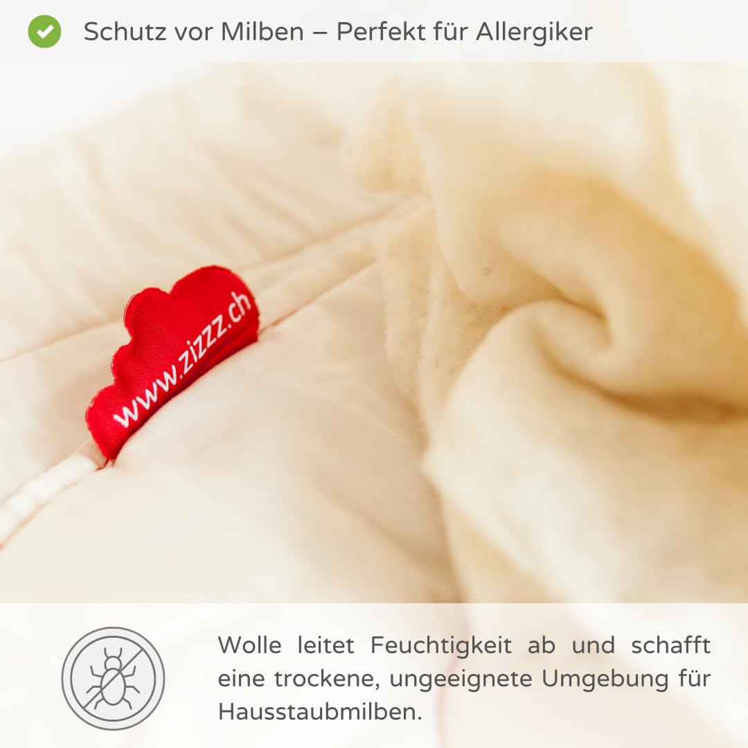 Schafwolldecke - Bettdecke aus Bio Baumwolle - 4 Jahreszeiten - Verschiedene Größen - Atmungsaktiv & weich - Woll Bettdecke mit Swisswool Füllung (290g/m2) - Hochwertiges Ganzjahr Duvet