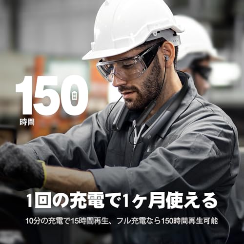Image of Rythflo Bluetooth Earphones, Neckband Type, 150 Hours of Continuous Playback, Wireless Bluetooth Earphones, with Microphone, Earphones, Waterproof, IPX7, Deep Bass, Type-C Rapid Charging, Ideal for