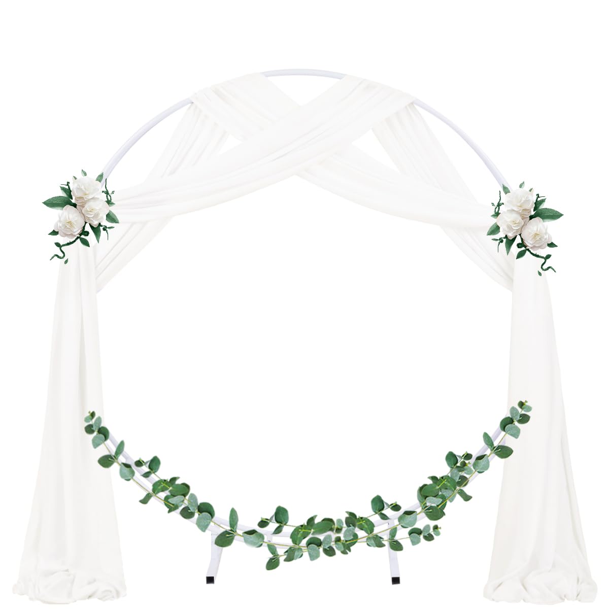 Socomi Wedding Arch Draping Fabric 1 Panel 29" x 19Ft Ivory Sheer Chiffon Curtain Drapes 6 Yards for Wedding Ceremony Birthday Party Decoration - 3