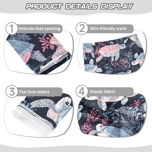 Cute Turtles Girls' Leggings Toddler Doodles Sea Beach Kids Yoga Pants Dance Active Tights 4T3