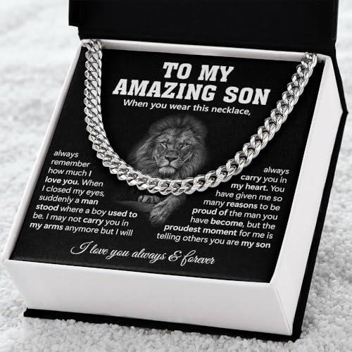To My Amazing Son Cuban Link Chain Necklace - Mom & Dad's Gift4