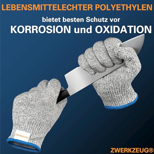 ZWERKZEUG PREMIUM Schnittschutzhandschuhe Küchenhandschuhe Kreuzfaser-PE-Stoff – Schnittfest – Komfortables & dehnbares Material – Hoher Schnittschutz E – ANSI CUT A9