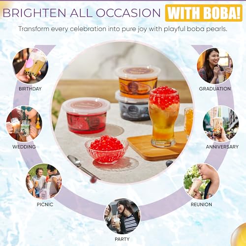 Fizzleaf Popping Boba Pearls Trio - Strawberry Popping Boba, Blueberry, Passion Fruit - Bubble Fruit Bursting Pearls for Bubble Tea, 3 Pack, 1 pound (490g) Each - Image 6