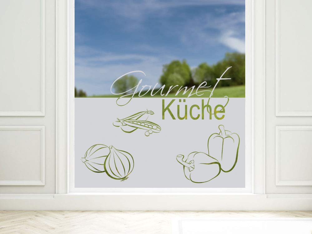 GRAZDesign Fensterfolie Küche Blickdicht Gemüse Motiv Sichtschutzfolie selbstklebend