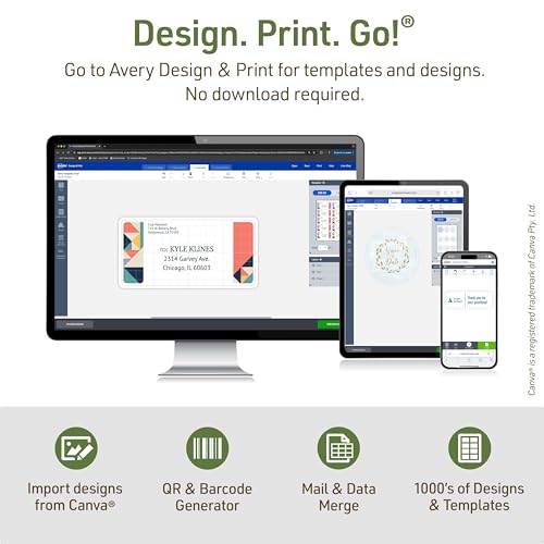 Image of Avery EcoFriendly Recycled Shipping Labels, 2 inch x 4 inch, White, Permanent Adhesive, Laser & Inkjet Printers, 250 Total, Great for Shipping and Mailing, Product Merchandising, and More (48263)