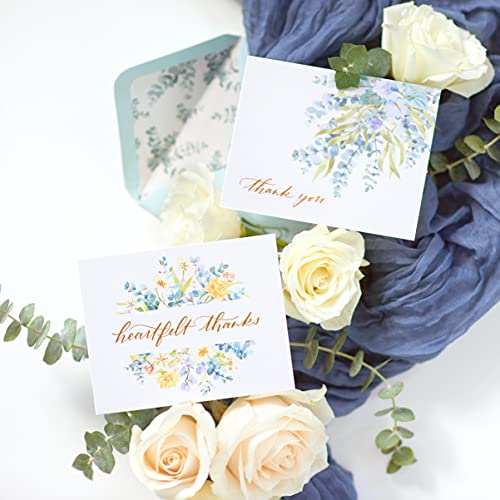 Image of Papyrus Blank Wedding Thank You Cards with Envelopes, Eucalyptus Leaves (20-Count)