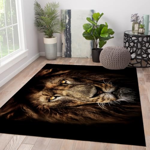 Tapis lavable lion 80x150 cm à poils courts antidérapant et doux - 4