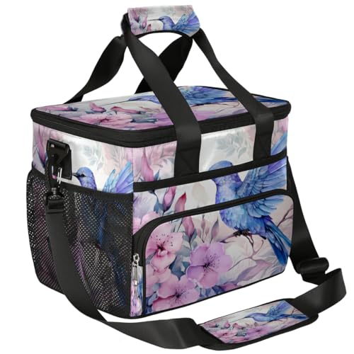 Hummingbirds Insulated Picnic Backpack Lunch Box for Women Men Picnic Basket Tote Lunch Bag Picnic Bag Portable Lunch Bags for Picnic, Beach, Work, Trip,Office, Camp Blue Humming Bird