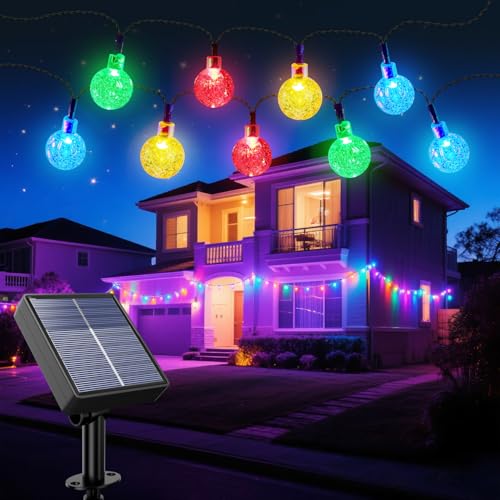 Electight Guirnaldas Luces Exterior Solar, 10M Guirnaldas de Luces Exterior con Bombillas, 8 Modos, IP65 Impermeable para Jardín, Patio, Café, Fiesta, Terraza, Multicolor