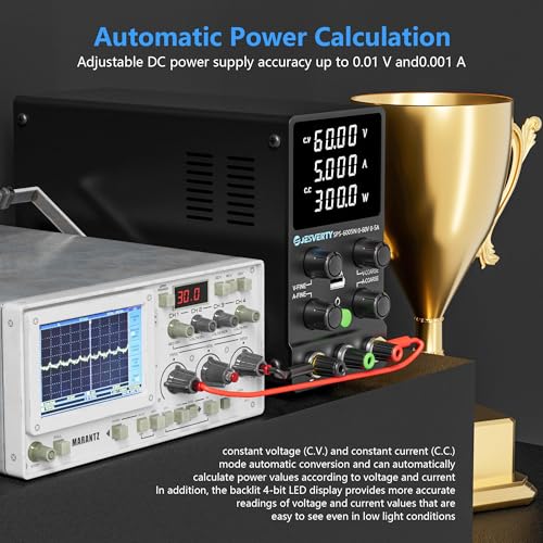 Image of DC Power Supply Variable, 60V 5A Adjustable Switching Regulated DC Bench Power Supply with High Precision 4-Digits LED Display, 5V /2A USB Port, Coarse and Fine Adjustments SPS-6005N
