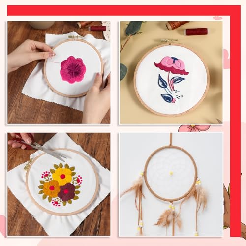Image of 2 Pack 6 Inch 7 Inch Wooden Embroidery Hoops, Cross Stitch Hoops Ring, Circle Wooden Embroidery Frames Cross Stitch Supplies Beech for Art Craft Sewing, DIY Decoration