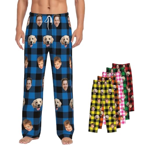 Pantalones de pijama personalizados para hombres y mujeres, pantalones de pijama con foto personalizada,pantalones de dormir con cara de perro y mascota,Regalo Divertido para Hombre, Mujer,Papá o Mamá