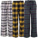 Sexy Basics Women's Lounge & Sleep PJ Pants/Soft Flannel Cotton Brush Long Pants - 3 Pack