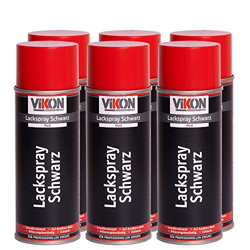Preisvergleich Produktbild 6 Dosen VIKON Lackspray Schwarz Matt 400 ml
