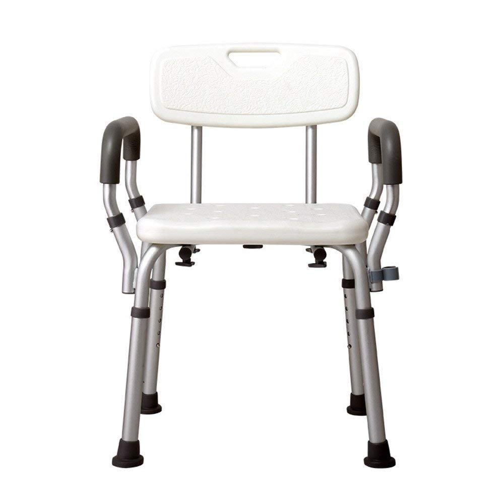 Taburete de ducha, asiento elevador, taburete para discapacitados, banco de transferencia, spa, baño, resistente, ajustable, 3 alturas, sin herramientas, montaje antideslizante (brazos traseros)
