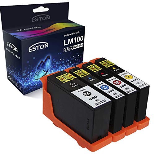 ESTON Compatible Ink Cartridge Replacement for Lexmark 100XL 100 XL High Yield for Lexmark Impact S305Pinnacle Pro901 1Black 1Cyan 1Magenta 1Yellow 4-Pack