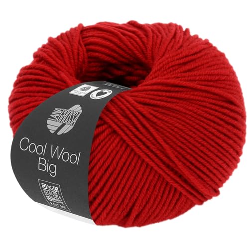 LANA GROSSA Cool Wool Big | Extrafeine Merinowolle waschmaschinenfest und filzfrei | Handstrickgarn aus 100% Schurwolle (Merino) | 50g Wolle zum Stricken & Häkeln | 120m Garn FB 924