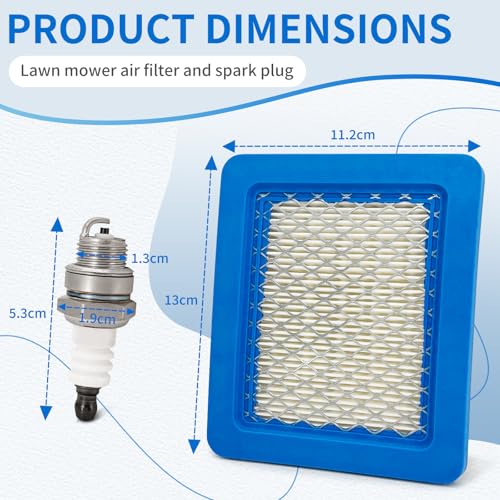 Luftfilter Rasenmäher Zündkerzen für Briggs Stratton - Zündkerze & Luftfilter für Rasenmäher für Briggs & Stratton 625/650/675, Ersetzen Ersatzteile Set passend für Rasenmaher Luftfilter 491588 399959