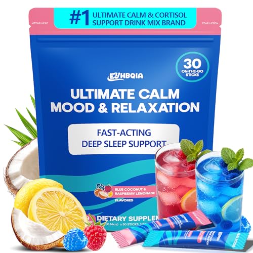 Ultimate Calm Drink Mix - Super Cortisol Reducer Supplement Magnesium Glycinate Powder Ashwagandha L Theanine Holy Basil Vitamin D3 Supports Relax Focus Sleep Mood No Sugar 30 Servings