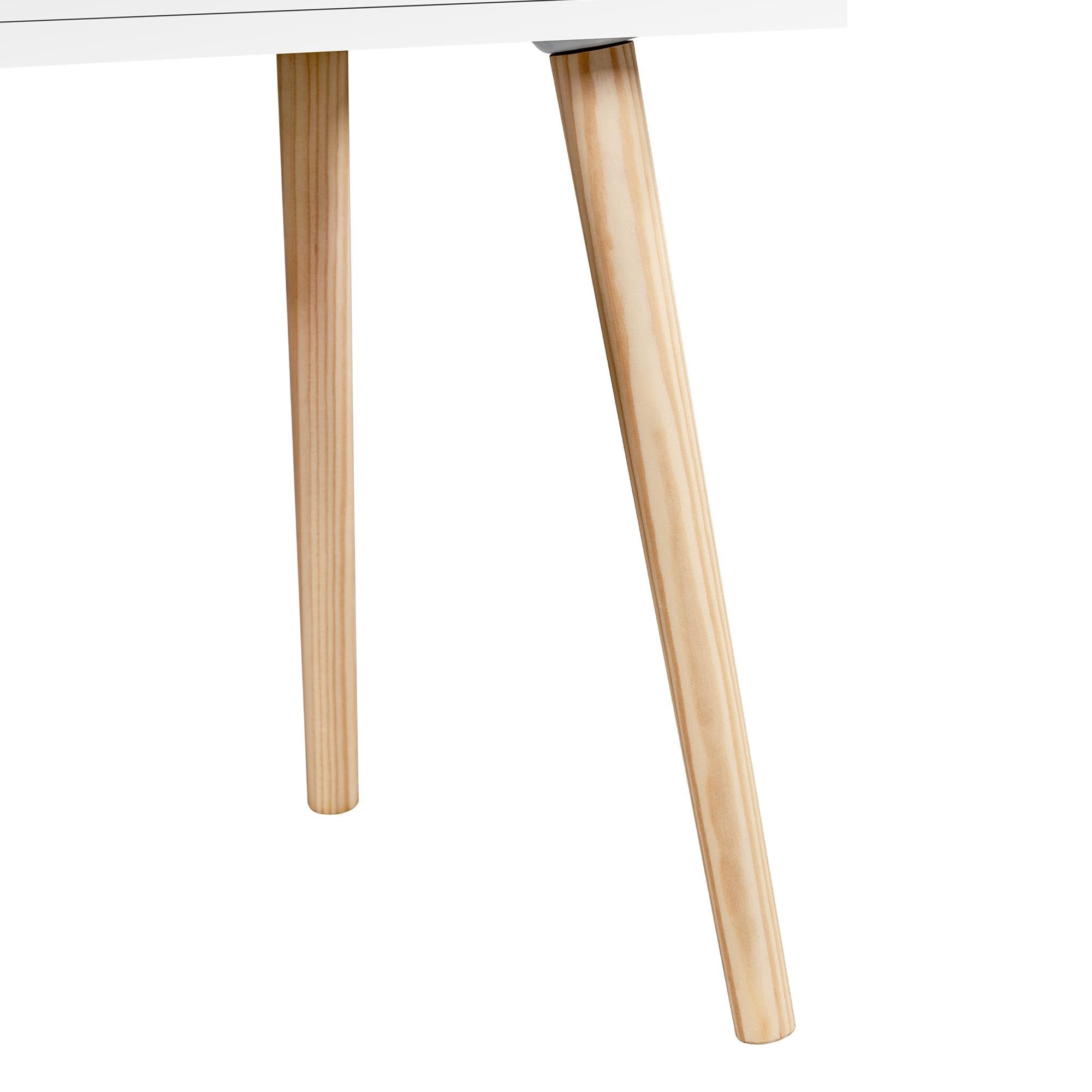 Yaheetech Set 2 Comodini Camera da Letto Comodino con Cassetto in Rattan Gambe in Legno Mobiletto Organizzatore da Letto Tavolini d'Appoggio 48,3 x 40,7 x 57,7 cm Bianco