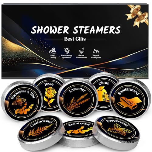Shower Steamers Aromatherapy for Men, Linkax Boo Basket Stuffers for Him, Bath Bombs Self Care Relaxation Stress Relief Anniversary Christmas Stocking Stuffers for Men Dad Husband Boyfriend(8 Pack