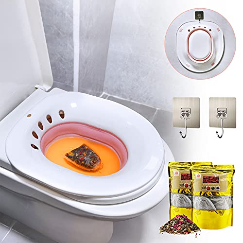 Yoni Steam Seat Kit with Yoni Steam Herbs (5 Ounce) and 2 hooks Bundle - Yoni Steam Seat for Toilet - Yoni Steam Herbs for Cleansing - Foldable Squat Free Sit Bath for Women