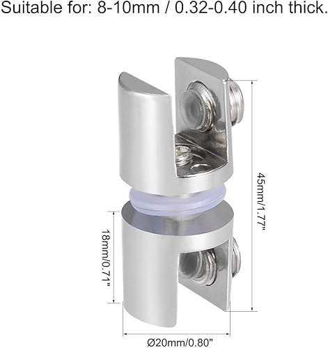 Miniatura 2 de uxcell Soportes de estante de vidrio Soporte de abrazadera de aleación de zinc ajustable de doble cara para 0.315-0.394 in de grosor 4pcs