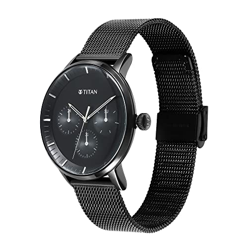 Titan Modern Classics Black Dial Quartz Multifunction Stainless Steel Strap Watch for Men-NS94006NM01 - Image 3
