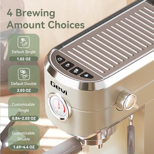 Image of Gevi Commercial Espresso and Coffee Makers, Professional Espresso Maker Latte Machine with Milk Frother, Stainless Steel Expresso Coffee Machines for Home, Compact Cappuccino Machine, Great Gift