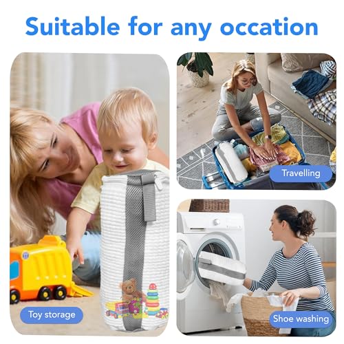 Shoe Washing Machine Bag – 2Pcs Large Mesh Laundry Bag for Sneakers with Adjustable Shoe Trees, Cleaning Brush & Scuff Eraser – Washer Dryer Safe Travel Storage Bag4